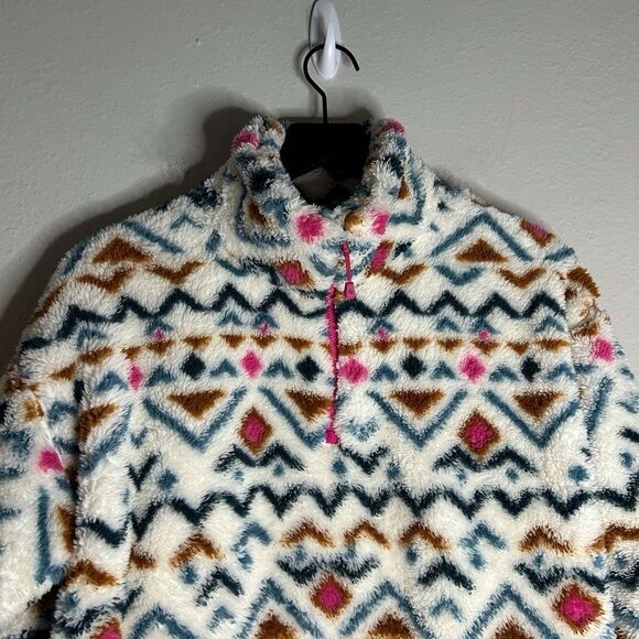 Eddie Bauer Aztec Print 1/4 Zip Sherpa Pullover Size L - Picture 3 of 10
